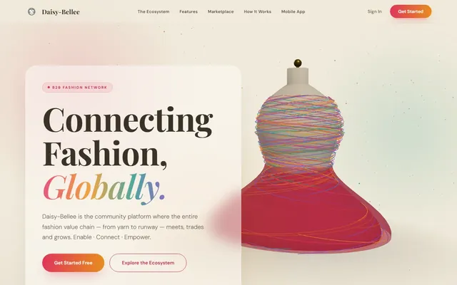 Home page of the Daisy-Bellee marketplace